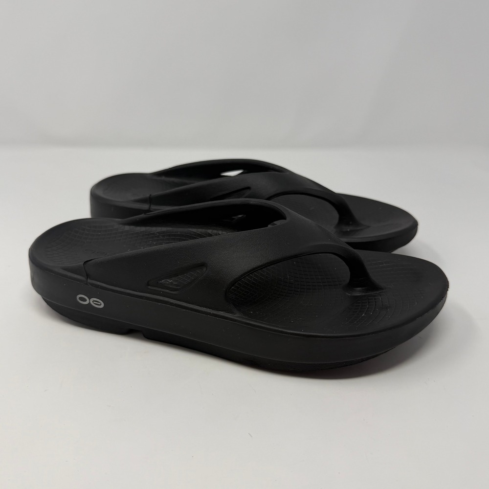 OOFOS OOriginal Recovery Sandals Black Thong Flip Flops Women 8 Men 6 EU 39